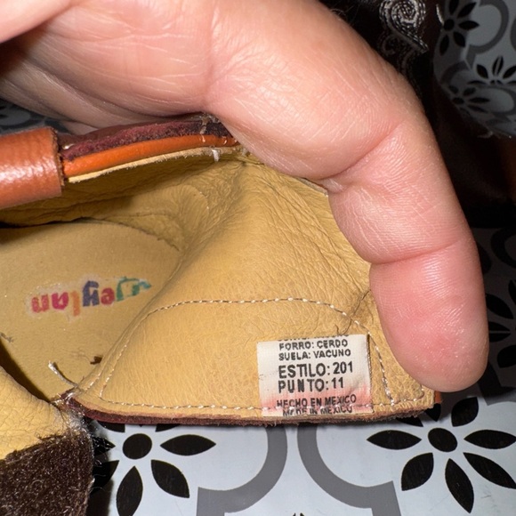 Meylan Baby unisex brown and tan leather western cowboy boots 6-9 months - Picture 7 of 15